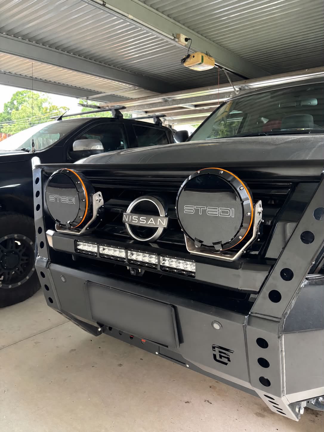 Spotlights and an LED light bar fitted to a bull bar by PROVOLT